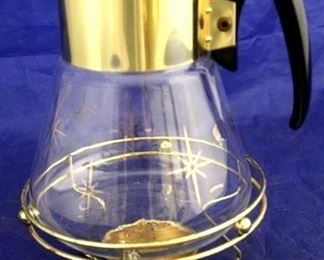 1017 - Corning Atomic starburst coffee carafe on stand 9 x 6