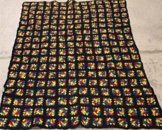 1055x - Black w/ Multi Colored Afghan Blanket
