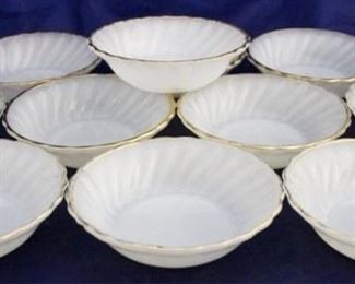 1074 - 11 Fire King swirl 5" bowls
