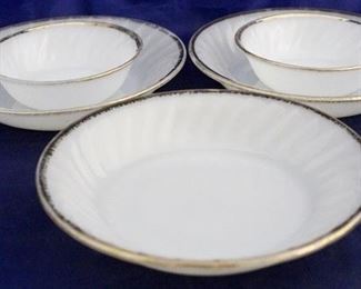 1077 - 5 Fire King Golden Anniversary bowls 7 1/2 & 5