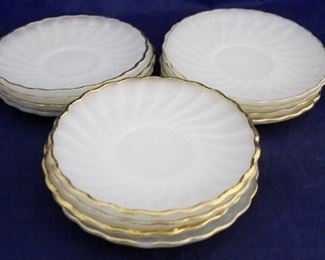 1109 - 12 Fire King milk glass 6" saucers