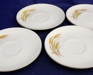 1113 - 4 Fire King milk glass Golden Wheat saucers 6" round