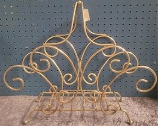 1405 - Mid century metal magazine rack 16 x 15 x 7 1/2
