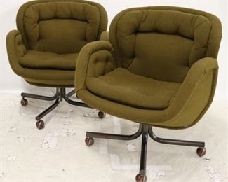 2514 - Vintage Swivel Conference Room Chairs (2pcs) Dark Army Green 33" h x 28" w x 28" d