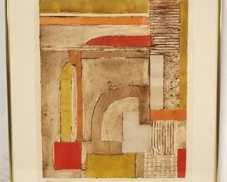 2533 - Artist signed "Arches" painting under glass 24 x 20