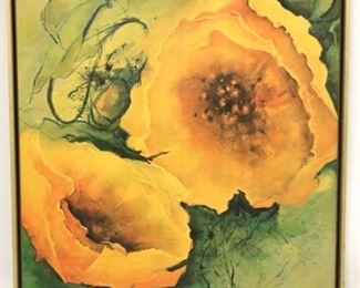 2534 - Mid-century wall art on board 38 x 38