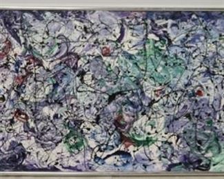 2535 - Pollock style large acrylic painting 25 x 65