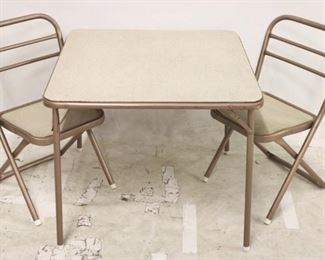 2538 - Child's vintage folding Hampden table & chair set table 20 1/2 x 24 x 24 chairs 24 x 13 x 14