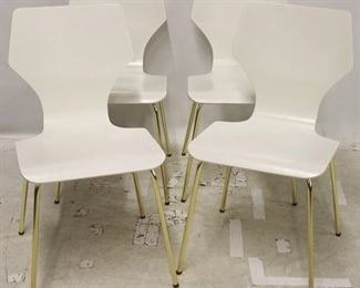 2539 - Set of 4 white chairs on brass legs 33 x 17 x 19