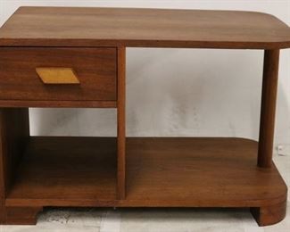 2541 - Vintage asymmetrical end table with drawer 18 x 28 x 17