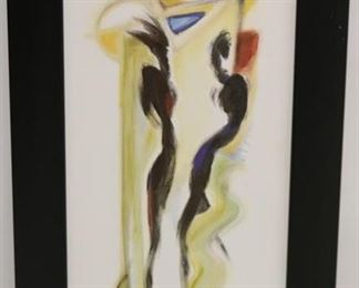 2551 - Geometric abstract framed art 29 1/2 x 17 no glass