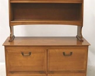 2625 - Mid - century two part maple hutch by Unique Furn 68 x 45 x 19