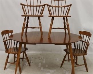 2627 - Mid-century maple 5 piece dinette set with leaf table 29 x 60 x 46 (with leaf in) leaf 14 wide chairs 34 x 20 1/2 x 16 1/2
