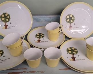 1604 - Set of 8 George Briard lemon tree snack sets Cups & plates 9 1/2" plates