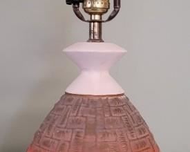 1615 - Orange & Brown mid century lamp 22" tall