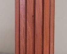 1619 - Mid century teak & black metal gruvwood lamp no shade 18 1/2