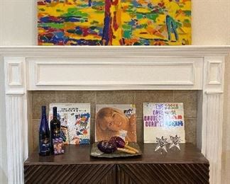 sexy storage cabinet , vintage German atomic star candle sticks, Malou Flato original painting