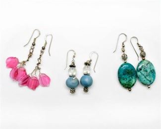 3 Pair of Sterling Silver Earrings