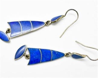 Sterling Silver Lapis Dangling Earrings