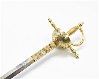 Vintage Metal Toledo Letter Opener with Sheath