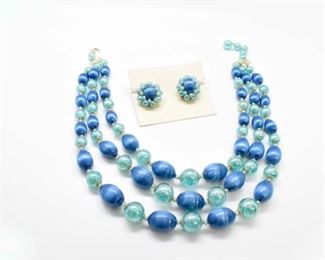 Vintage Necklace and Clip On Earring Set