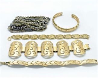 5 Gold Tone Bracelets