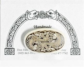 Celtic Art Brooch Touch Stone Pottery Handmade