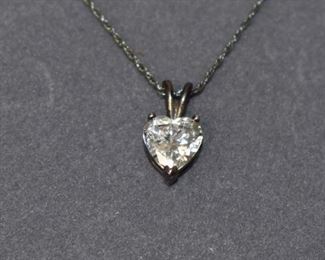 18" Sterling & CZ Heart Shaped Necklace