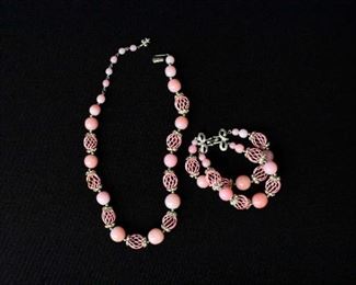 Vendome Pink Glass Beaded Jewelry Set