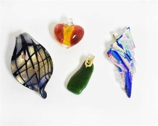 3 Glass & 1 Natural Stone Pendants