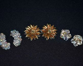 Vintage Clip-On Earrings - 3 Pairs