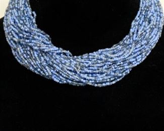 Multistrand Blue Beaded Necklace