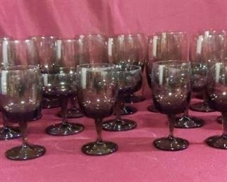 Vintage Smoked Glass Stemware