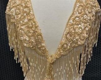 Bead and Sequin Fringed Shoulder Wrap Cover Top