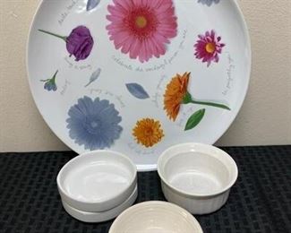 Floral Friendship Cookie Sharing Plate and Small Ramakin Bowls