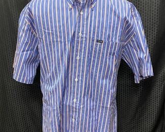 Faconnable Relaxed Fit Blue Striped Button Front Shirt XXL