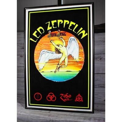 Framed Led Zeppelin Swan Song Myth Gem Bravado Classic Felt Blacklight Poster