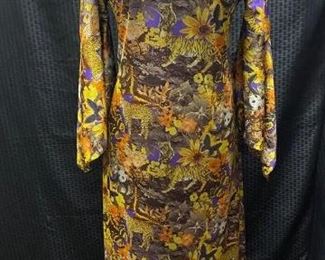 Funky Retro Vintage Wild Animal Print Floor Length Kaftan Dress Gown Cover Up