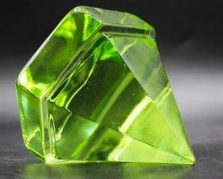 Green Glass Gem Diamond Paperweight