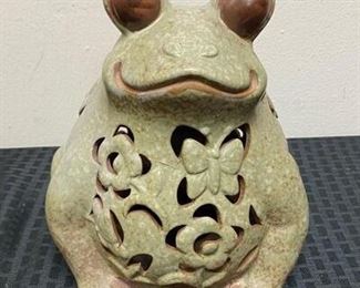 Happy Frog Toad Pottery Candle Cover Garden Yard Patio Decor