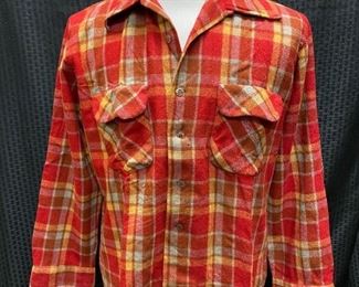 Kings Road Red Plaid Wool Full Cut Flannel Button Front Shirt