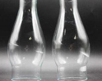 Pair of Vintage Oil Lamp Glass Covers Hurricanes