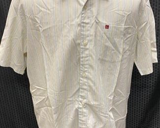Pale Pin Stripe Button Front Shirt Quiksilver Size Large
