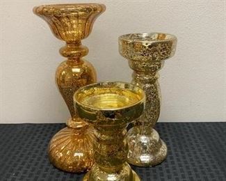 Speckled Gold Mercury Glass Light Up Candle Base Pillars