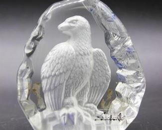 Tilley Lead Free Crystal Glass Eagle Paperweight Alaska Souvenir