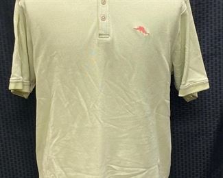 Tommy Bahama Polo Shirt XL Yellow Green Swordfish Marlin Logo