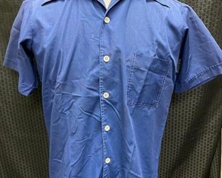 Vintage Mens Blue Button Front Shirt Jandy Place Collection Bardon Inc. Medium