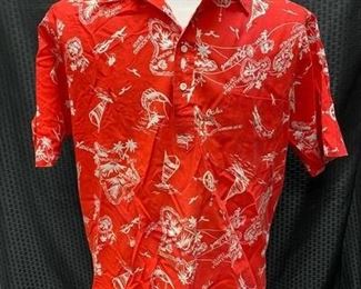 Vintage Red and White Hawaiian Style Shirt Hawaii Souvenir