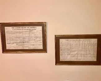 1829 land deed, believed to be signed by President Andrew Jackson himself.  The research on his autograph looks to be authentic!  Also an 1837 land deed, believed to be signed by a secretary for President Martin Van Buren.  Two very special documents!