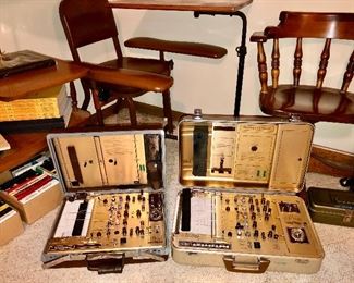 Lafayette Ambassador and Lafayette Diplomat I polygraph instruments...plus accessories, chairs, wires, paper rolls, etc!